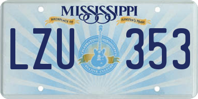 MS license plate LZU353