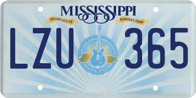 MS license plate LZU365
