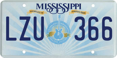 MS license plate LZU366
