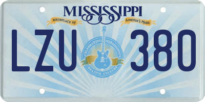 MS license plate LZU380