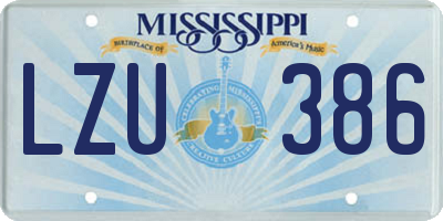 MS license plate LZU386