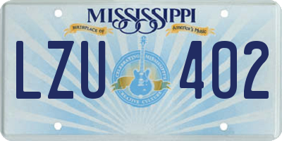 MS license plate LZU402