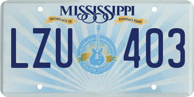 MS license plate LZU403
