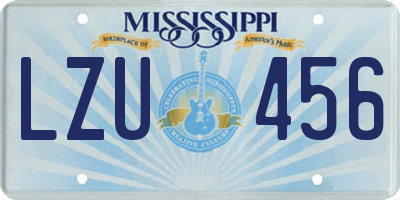 MS license plate LZU456