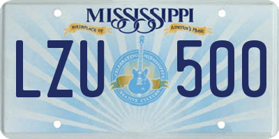 MS license plate LZU500