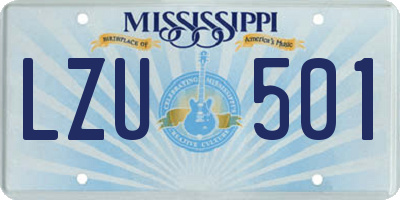 MS license plate LZU501