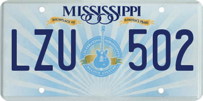 MS license plate LZU502