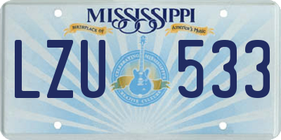 MS license plate LZU533