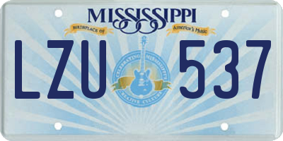 MS license plate LZU537