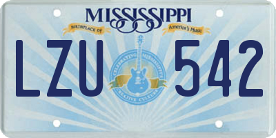 MS license plate LZU542