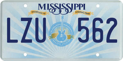 MS license plate LZU562