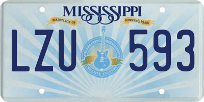 MS license plate LZU593