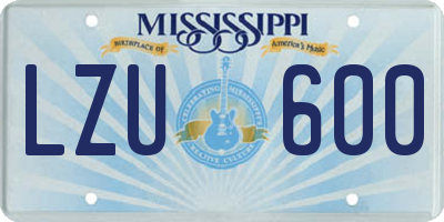 MS license plate LZU600