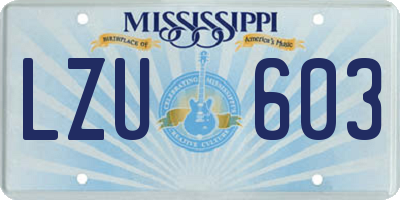 MS license plate LZU603