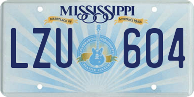 MS license plate LZU604