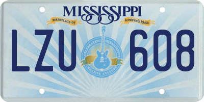 MS license plate LZU608