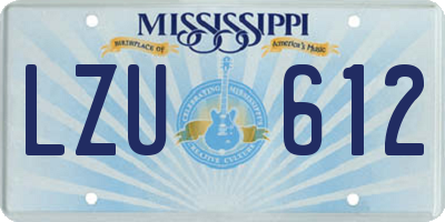 MS license plate LZU612