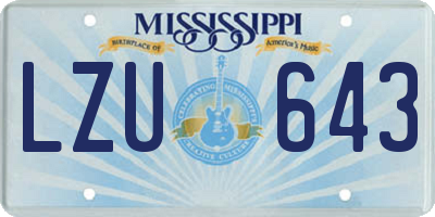 MS license plate LZU643