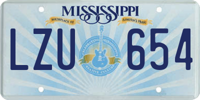 MS license plate LZU654
