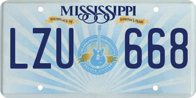 MS license plate LZU668