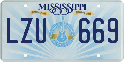 MS license plate LZU669