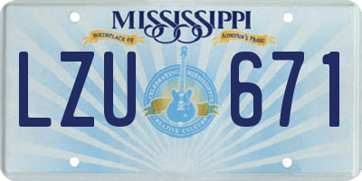 MS license plate LZU671