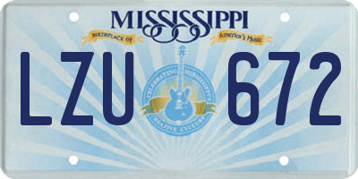 MS license plate LZU672