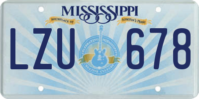 MS license plate LZU678