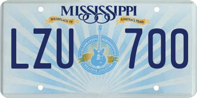 MS license plate LZU700
