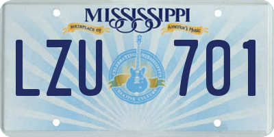 MS license plate LZU701