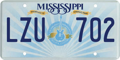 MS license plate LZU702