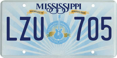 MS license plate LZU705