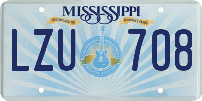 MS license plate LZU708