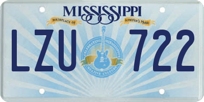 MS license plate LZU722