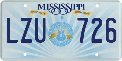 MS license plate LZU726