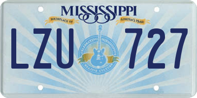 MS license plate LZU727
