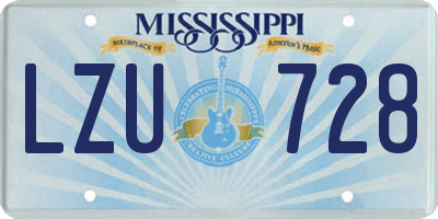 MS license plate LZU728