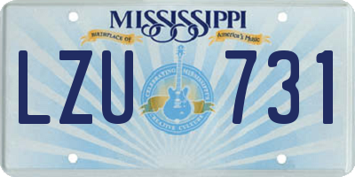 MS license plate LZU731