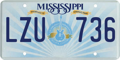 MS license plate LZU736