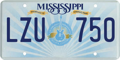 MS license plate LZU750