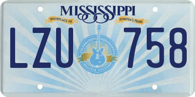 MS license plate LZU758