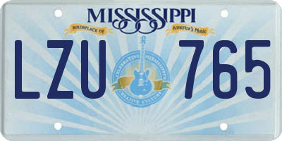MS license plate LZU765
