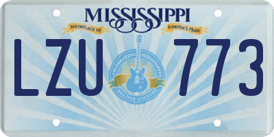 MS license plate LZU773