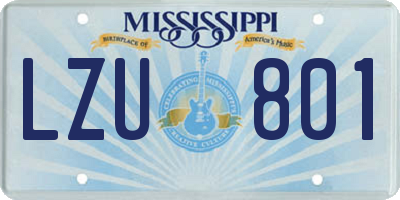 MS license plate LZU801