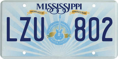 MS license plate LZU802
