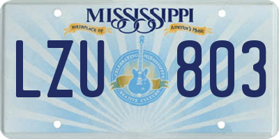 MS license plate LZU803