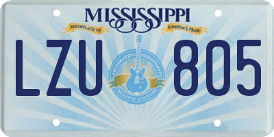 MS license plate LZU805