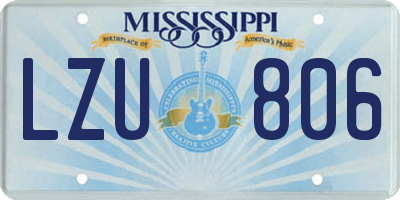 MS license plate LZU806
