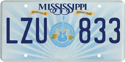 MS license plate LZU833