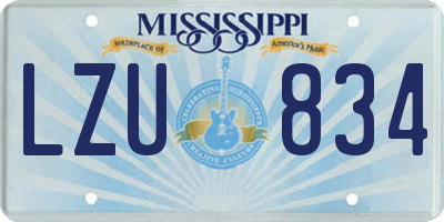 MS license plate LZU834